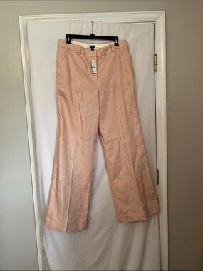 J. Crew Ballet Carolina Flare Pink Wide-Leg Linen-Blend Pants